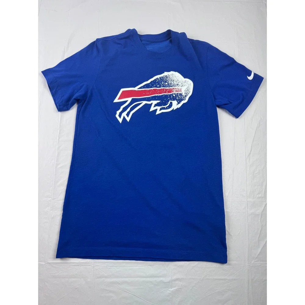 Nike Buffalo Bills NFL Dri-FIT T-Shirt Mens Small Blue Distressed Logo 0349-4DA